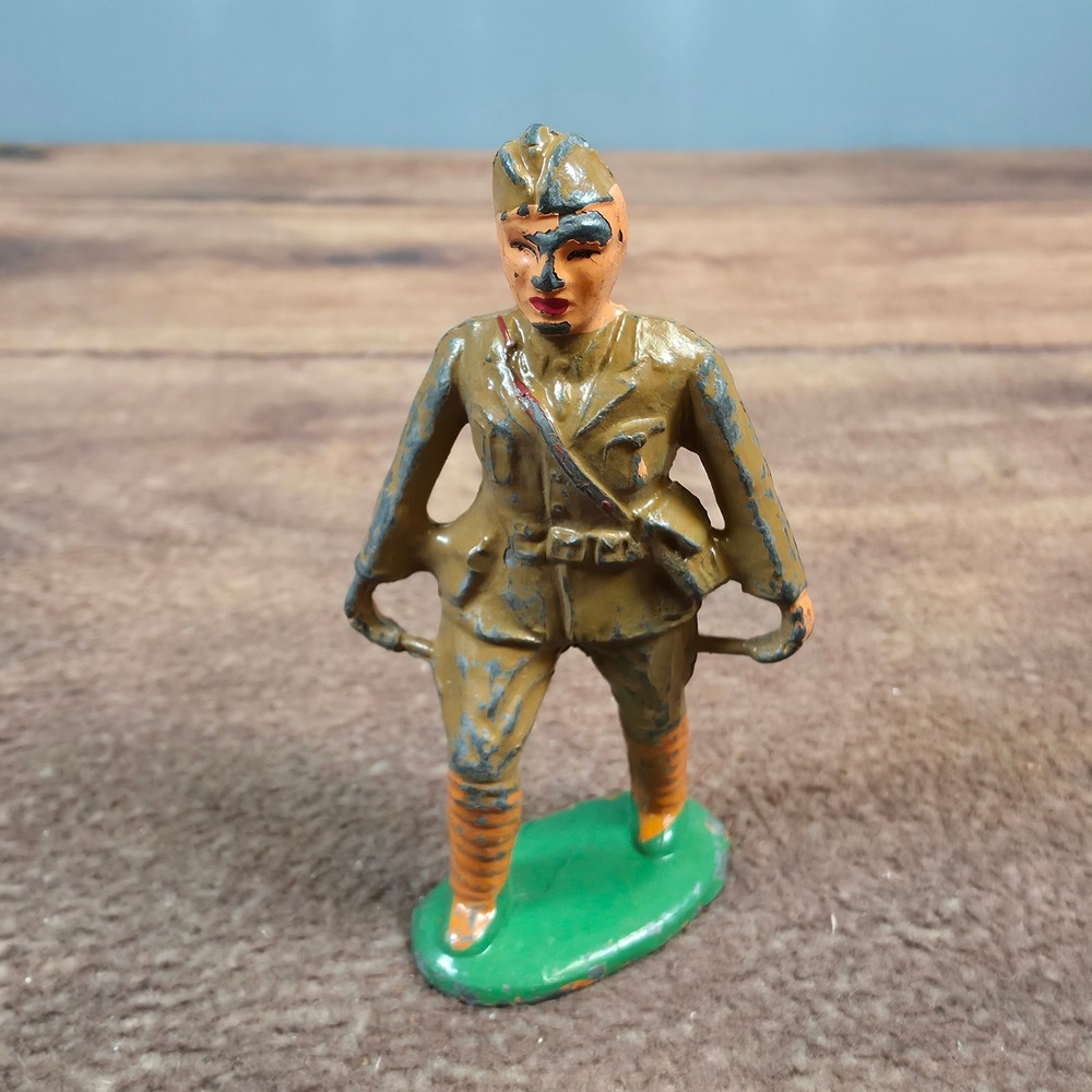 Vintage Barclay Lead Toy Soldiers Set 5pc Green Brown Hand Painted WWII - Picture 8 of 16
